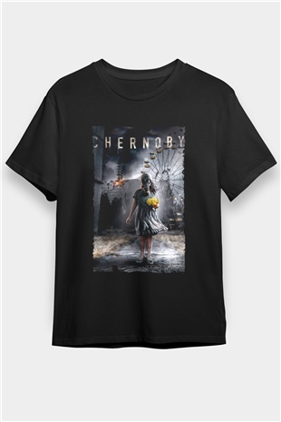 Chernobyl Baskılı Siyah T-shirt