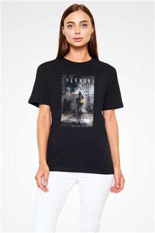 Chernobyl Baskılı Siyah T-shirt