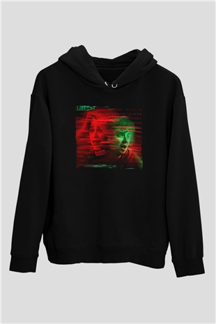 Unisex Choose or Die Baskılı Siyah Kapüşonlu Sweatshirt
