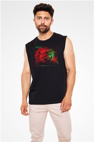 Unisex Choose or Die Baskılı Siyah Kolsuz Tshirt