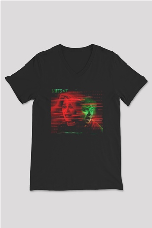 Unisex Choose or Die Baskılı Siyah V Yaka Tshirt