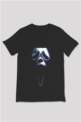 Unisex Çığlık 3 (Scream 3) Baskılı Siyah V Yaka T-shirt