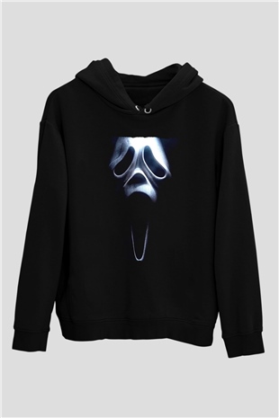 Unisex Çığlık 3 (Scream 3) Baskılı Siyah Kapüşonlu Sweatshirt