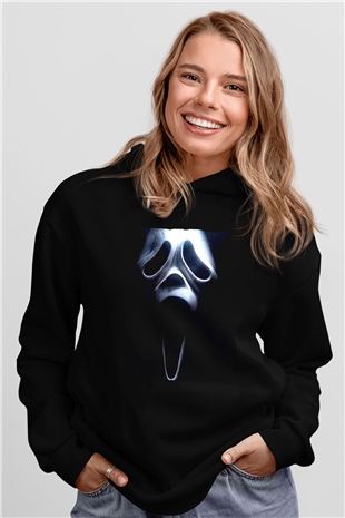 Unisex Çığlık 3 (Scream 3) Baskılı Siyah Kapüşonlu Sweatshirt