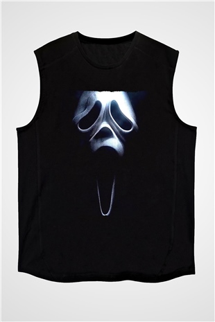 Unisex Çığlık 3 (Scream 3) Baskılı Siyah Kolsuz T-shirt