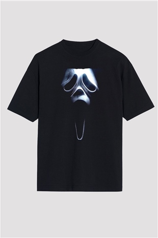 Unisex Çığlık 3 (Scream 3) Baskılı Siyah Oversize T-shirt