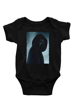 Unisex Çığlık (Scream) Baskılı Siyah Bebek Body - Zıbın