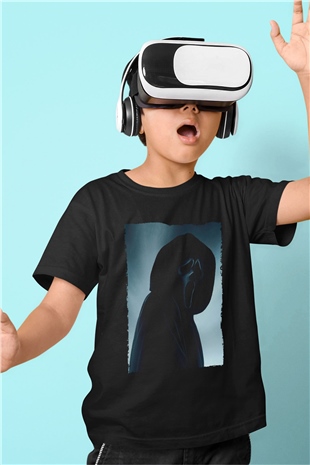Unisex Çığlık (Scream) Baskılı Siyah Çocuk Tshirt