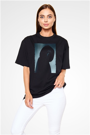 Unisex Çığlık (Scream) Baskılı Siyah Oversize Tshirt