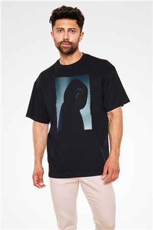 Unisex Çığlık (Scream) Baskılı Siyah Oversize Tshirt