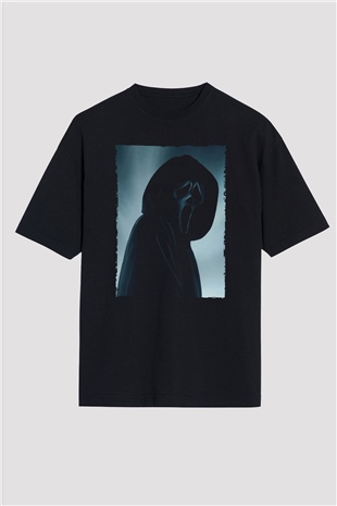 Unisex Çığlık (Scream) Baskılı Siyah Oversize Tshirt