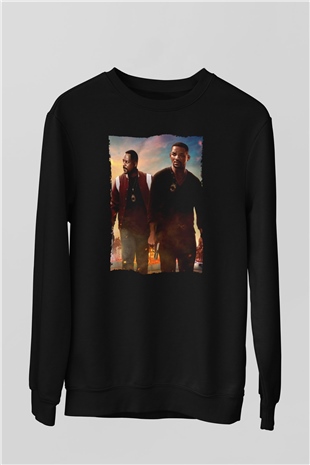 Unisex Çılgın İkili 3 (Bad Boys for Life) Baskılı Siyah Sweatshirt