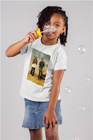 Unisex Çılgın İkili - Bad Boys Baskılı Beyaz Çocuk Tshirt