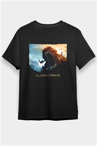 Clash of the Titans Baskılı Siyah Tshirt