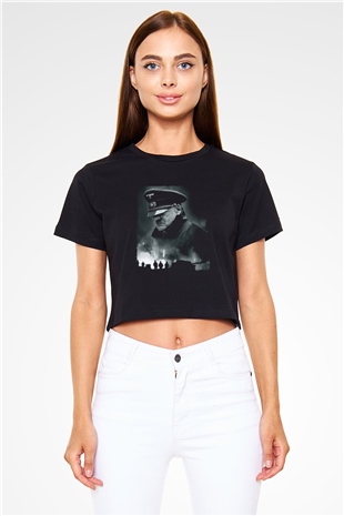 Unisex Çöküş (Downfall) Baskılı Siyah Crop Top T-shirt