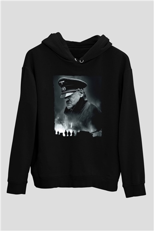 Unisex Çöküş (Downfall) Baskılı Siyah Kapüşonlu Sweatshirt