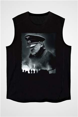 Unisex Çöküş (Downfall) Baskılı Siyah Kolsuz T-shirt