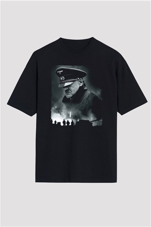 Unisex Çöküş (Downfall) Baskılı Siyah Oversize T-shirt