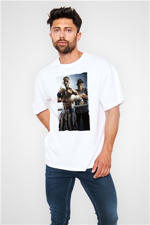 Unisex Creed II Baskılı Beyaz Oversize Tişört