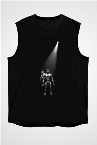 Unisex Creed II Efsane Yükseliyor Baskılı Siyah Kolsuz Tshirt