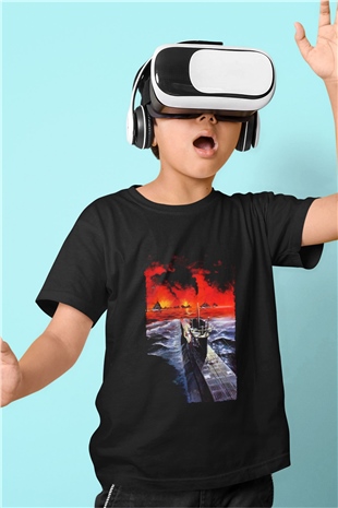 Unisex Das Boot Baskılı Siyah Çocuk Tshirt