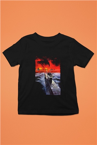 Unisex Das Boot Baskılı Siyah Çocuk Tshirt