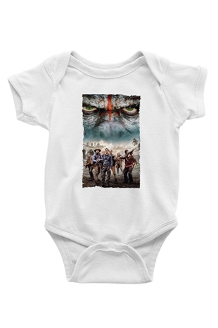 Unisex Dawn of the Planet of the Apes - Maymunlar Cehennemi Şafak Vakti Baskılı Bebek Body - Zıbın