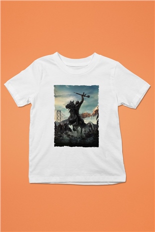 Unisex Dawn of the Planet of the Apes - Maymunlar Cehennemi Şafak Vakti Baskılı Beyaz Çocuk Tişört
