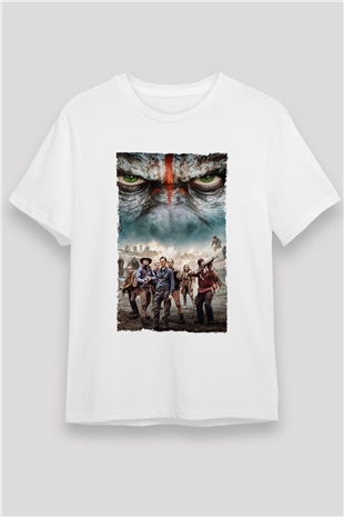 Dawn of the Planet of the Apes - Maymunlar Cehennemi Şafak Vakti Baskılı Beyaz Tshirt