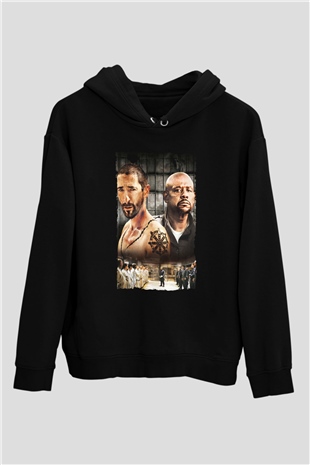 Unisex Deney (The Experiment) Baskılı Siyah Kapüşonlu Sweatshirt