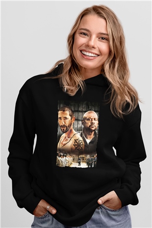 Unisex Deney (The Experiment) Baskılı Siyah Kapüşonlu Sweatshirt
