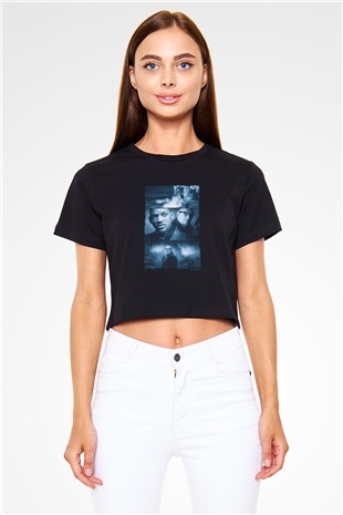 Unisex Devlet Düşmanı (Enemy of the State) Baskılı Siyah Crop Top Tshirt