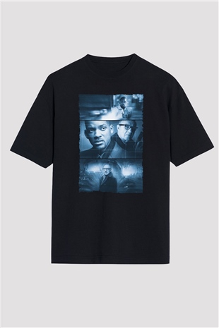 Unisex Devlet Düşmanı (Enemy of the State) Baskılı Siyah Oversize Tshirt