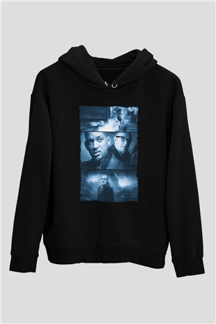 Unisex Devlet Düşmanı (Enemy of the State) Baskılı Siyah Kapüşonlu Sweatshirt
