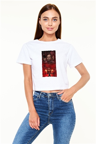 Unisex Doktor Uyku - Doctor Sleep Baskılı Beyaz Crop Top Tshirt