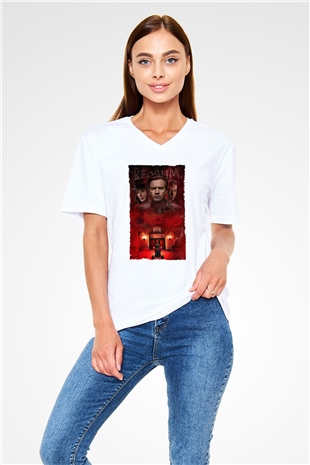 Unisex Doktor Uyku - Doctor Sleep Baskılı Beyaz V Yaka Tshirt