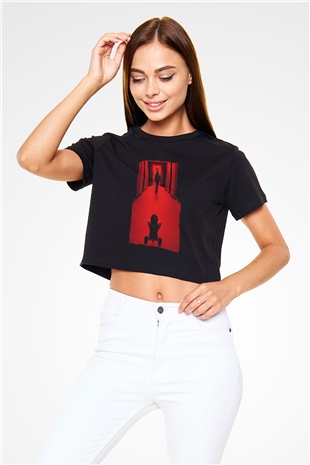 Unisex Doktor Uyku (Doctor Sleep) Baskılı Siyah Crop Top Tişört