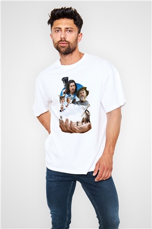 Unisex Don Kişotu Öldüren Adam (The Man Who Killed Don Quixote) Baskılı Beyaz Oversize Tişört