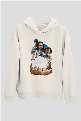 Unisex Don Kişotu Öldüren Adam (The Man Who Killed Don Quixote) Baskılı Beyaz Kapüşonlu Sweatshirt