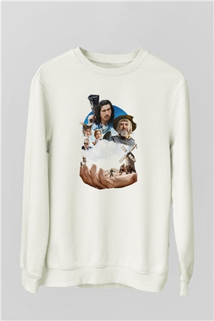 Unisex Don Kişotu Öldüren Adam (The Man Who Killed Don Quixote) Baskılı Beyaz Sweatshirt