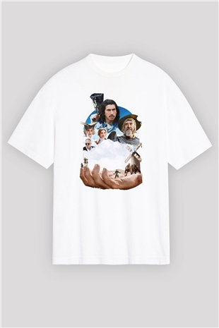 Unisex Don Kişotu Öldüren Adam (The Man Who Killed Don Quixote) Baskılı Beyaz Oversize Tişört