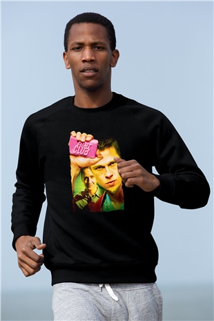 Unisex Dövüş Kulübü (Fight Club) Baskılı Siyah Sweatshirt