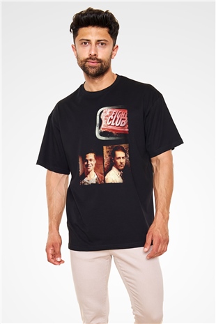 Unisex Dövüş Kulübü (Fight Club) Baskılı Siyah Oversize Tişört