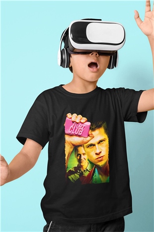 Unisex Dövüş Kulübü (Fight Club) Baskılı Siyah Çocuk T-shirt