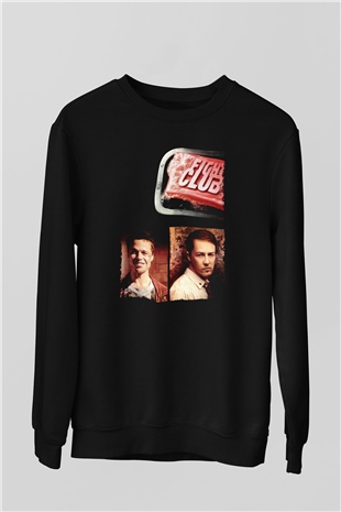 Unisex Dövüş Kulübü (Fight Club) Baskılı Siyah Sweatshirt
