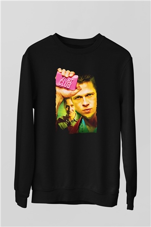 Unisex Dövüş Kulübü (Fight Club) Baskılı Siyah Sweatshirt