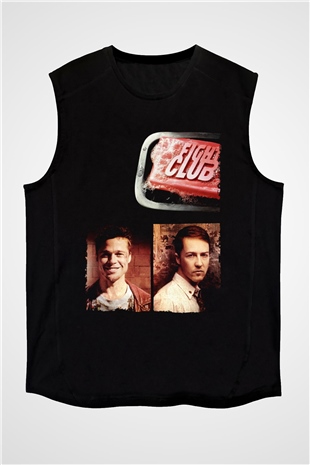 Unisex Dövüş Kulübü (Fight Club) Baskılı Siyah Kolsuz Tişört