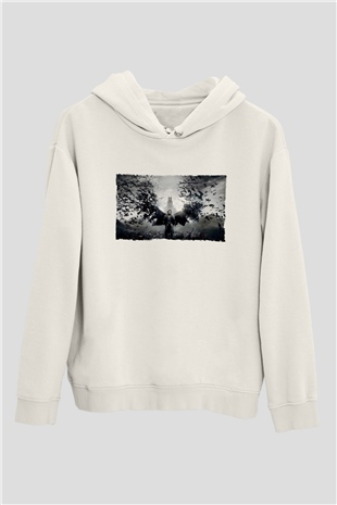 Unisex Dracula Untold Baskılı Beyaz Kapüşonlu Sweatshirt