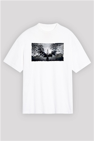 Unisex Dracula Untold Baskılı Beyaz Oversize Oversize T-shirt