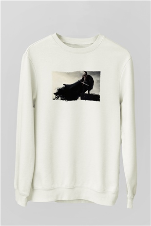 Unisex Dracula Untold Baskılı Beyaz Sweatshirt